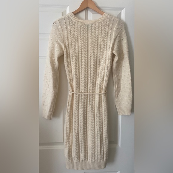 H&M Cable Knit Sweater Dress Size S Wool Blend Ivory Classic - Picture 2 of 7